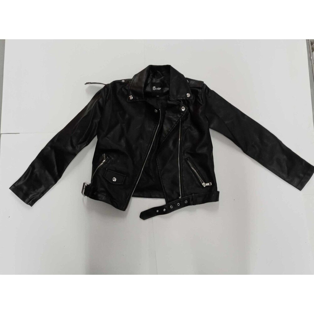 B.HIP Women’s Black Moto Jacket Faux Leather Biker Style Size W12